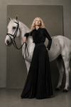 The	Black Feather Pleated Trouser Set