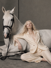 Sheer-Lapel Ivory Tailored Suit