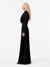 The	Black Feather Pleated Trouser Set