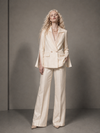 Sheer-Lapel Ivory Tailored Suit